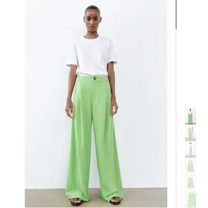 NWT ZARA PLEATED PANTS APPLE GREEN